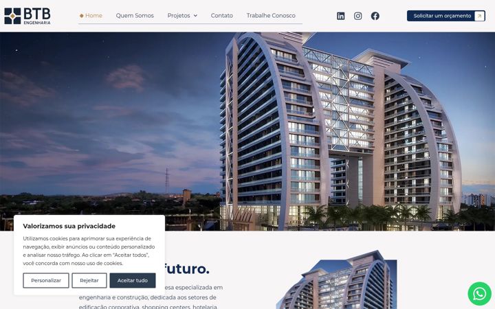 Screenshot of btbengenharia.com.br