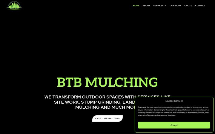 Screenshot of btbmulching.com