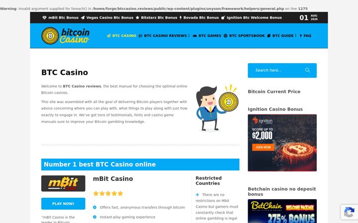Ekraanipilt saidist btccasino.reviews
