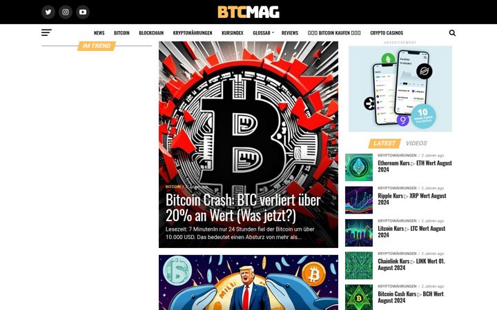 Screenshot ta' btcmag.de