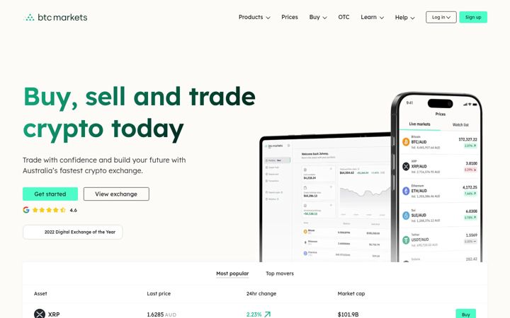 Screenshot ta' btcmarkets.net