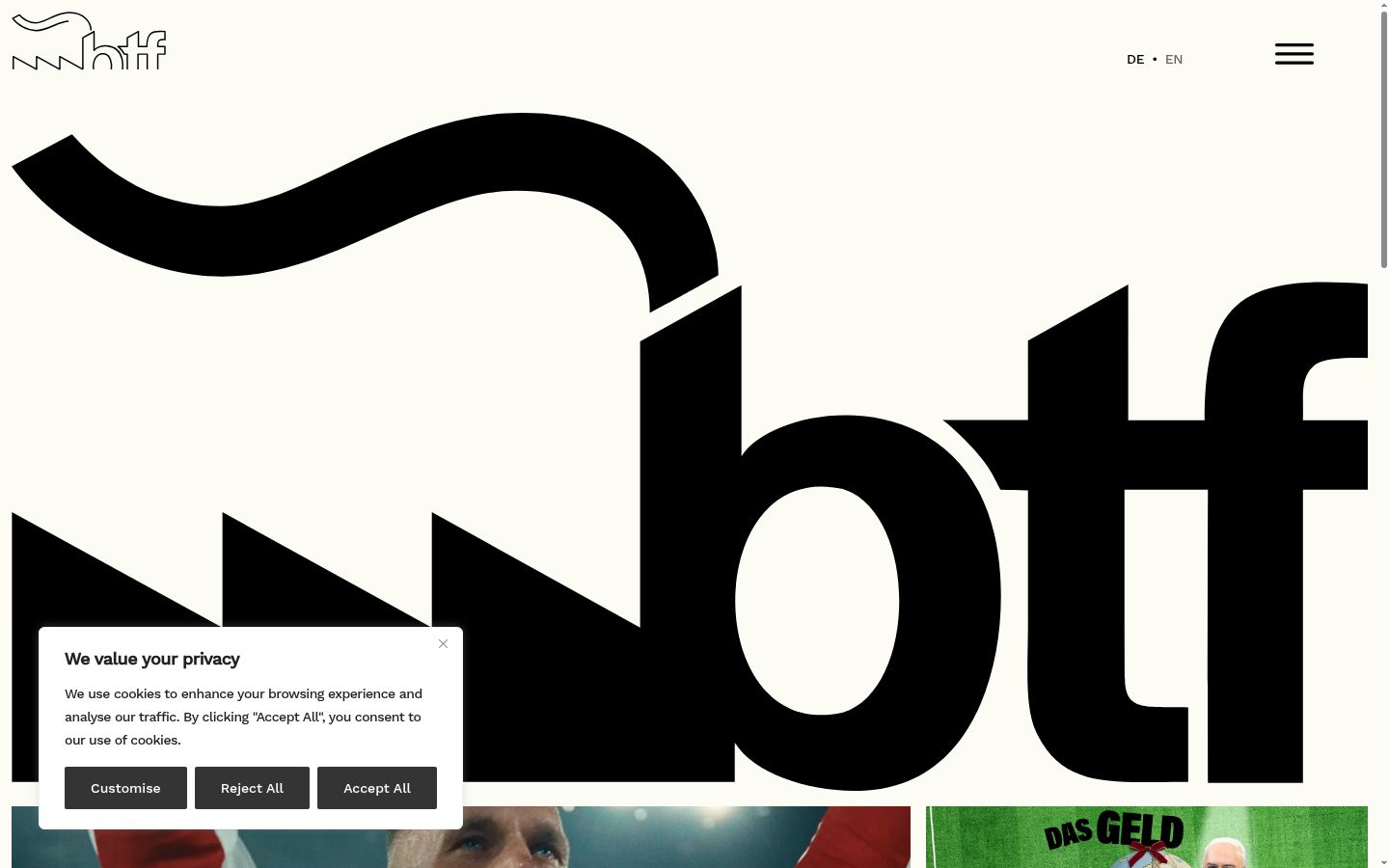 Screenshot des Einwilligungsbanners vor jeglicher Interaktion