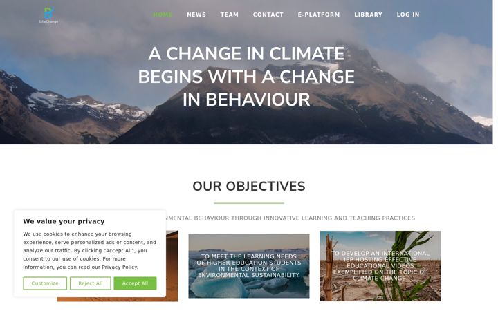 Screenshot di bthechangeproject.eu