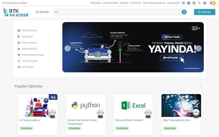 Screenshot of btkakademi.gov.tr