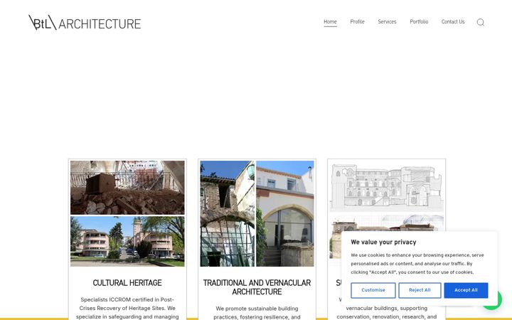 Skjámynd af btlarchitecture.eu