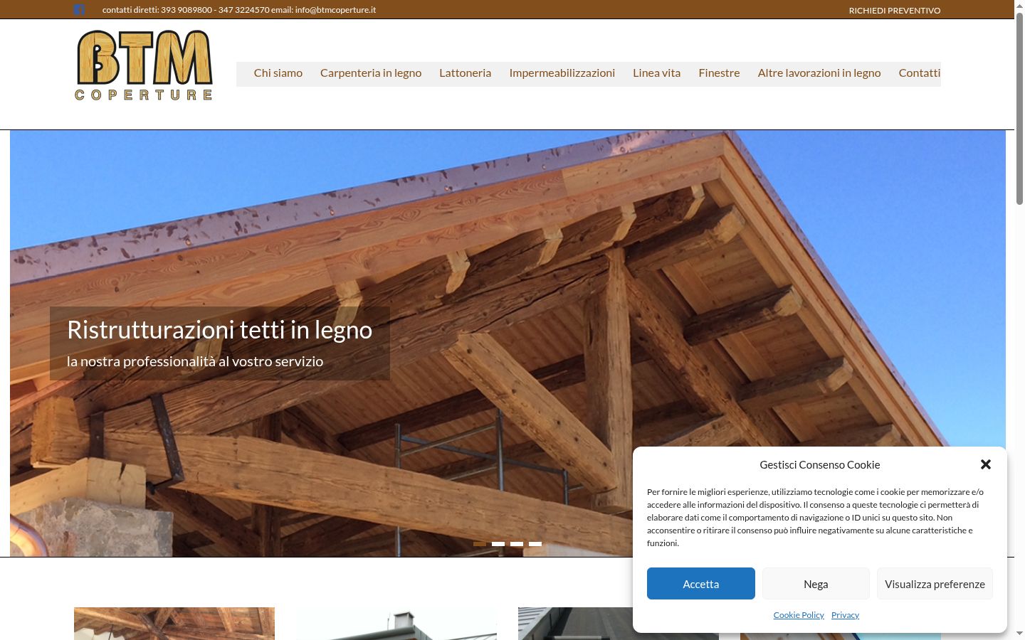 Screenshot del banner di consenso mostrato prima di qualsiasi interazione