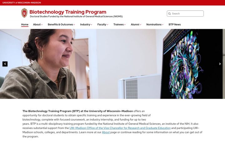 Screenshot van btp.wisc.edu
