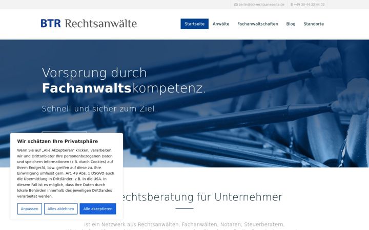 Ekraanipilt saidist btr-rechtsanwaelte.de
