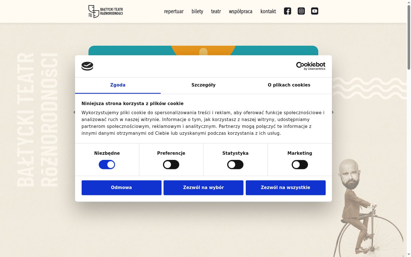 Screenshot del banner di consenso mostrato prima di qualsiasi interazione