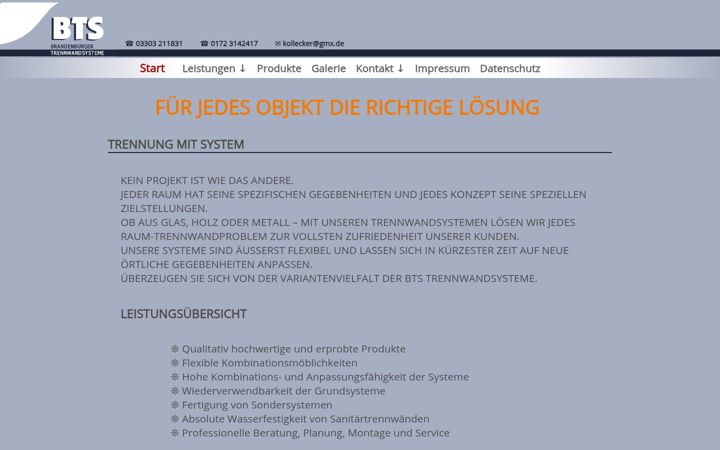 Screenshot of bts-trennwand.de