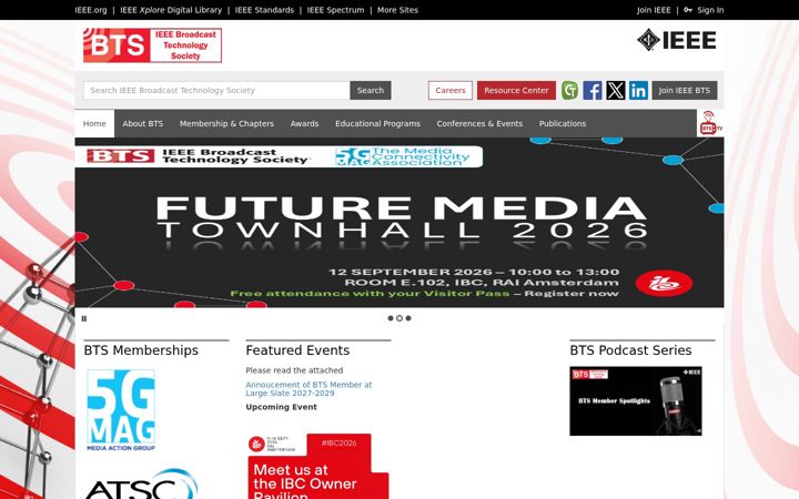 Screenshot of bts.ieee.org