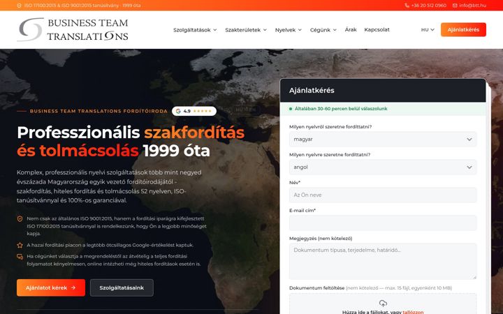 Screenshot stránky btt.hu