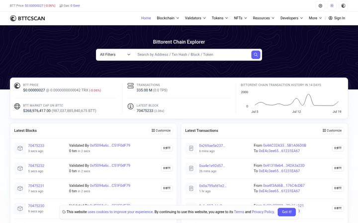 Screenshot of bttcscan.com