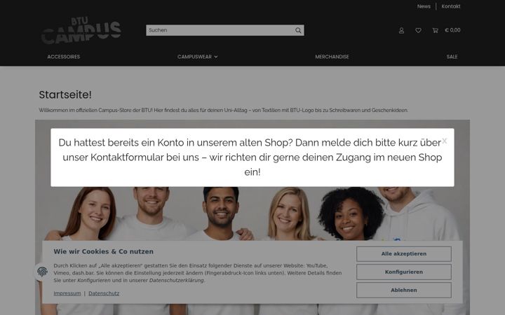 Screenshot of btu-campusstore.de
