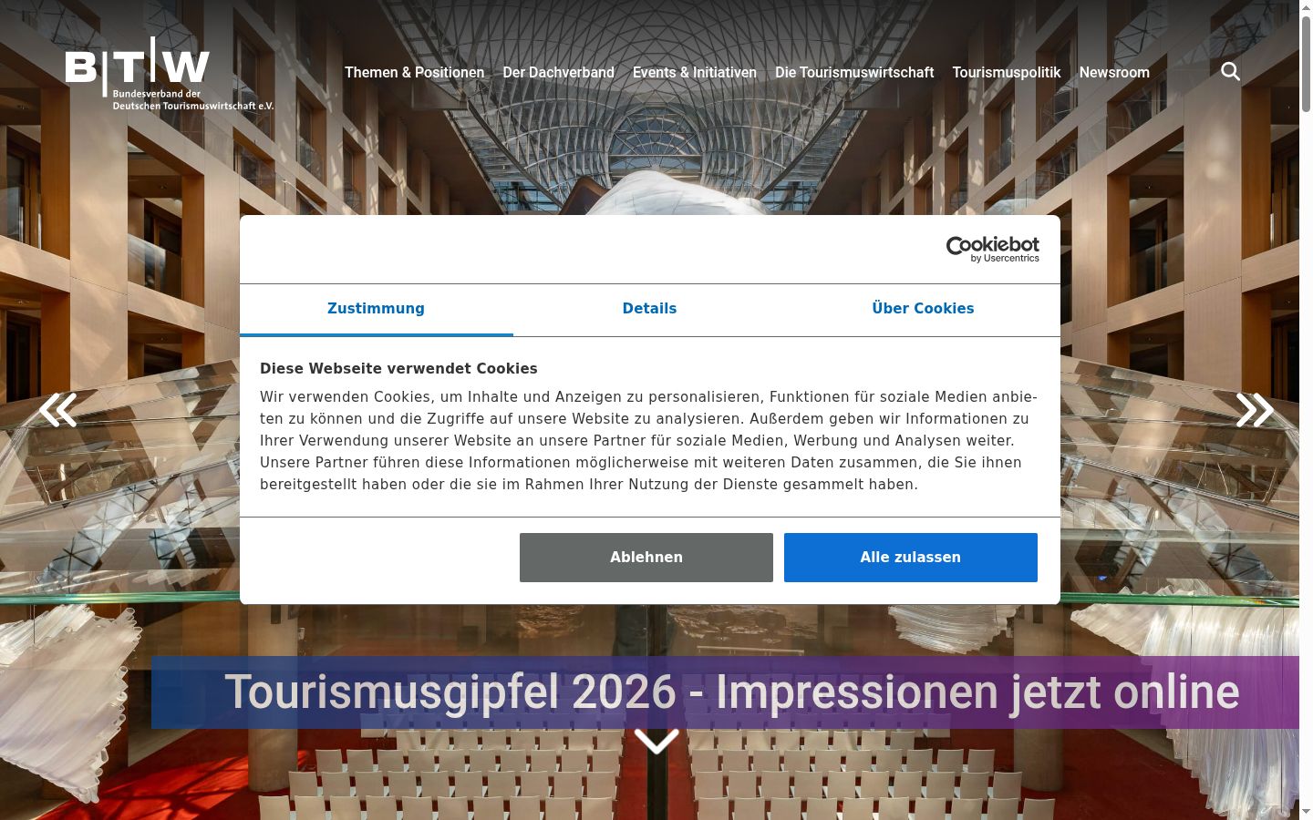 Screenshot del banner di consenso mostrato prima di qualsiasi interazione