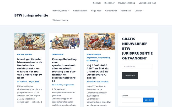Kuvakaappaus sivustosta btwjurisprudentie.nl