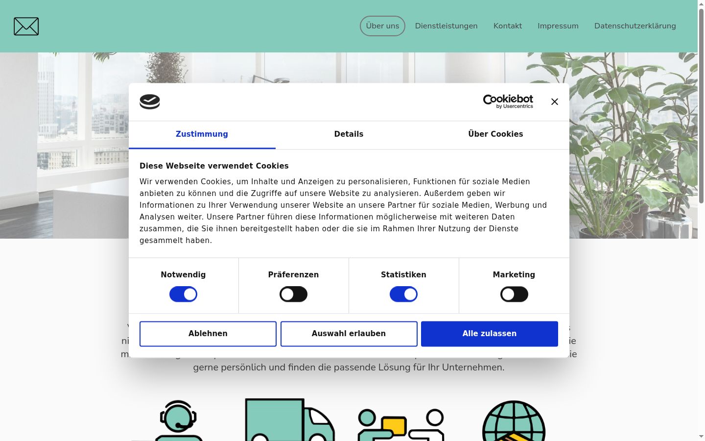 Screenshot van de toestemmingsbanner zoals getoond vóór enige interactie