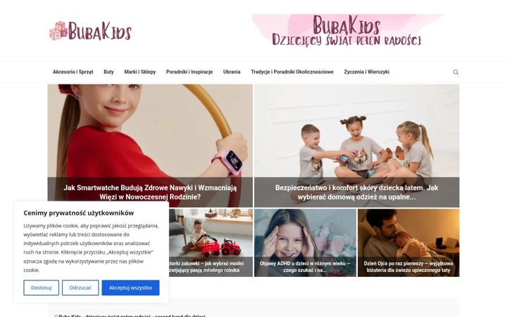Screenshot van bubakids.pl