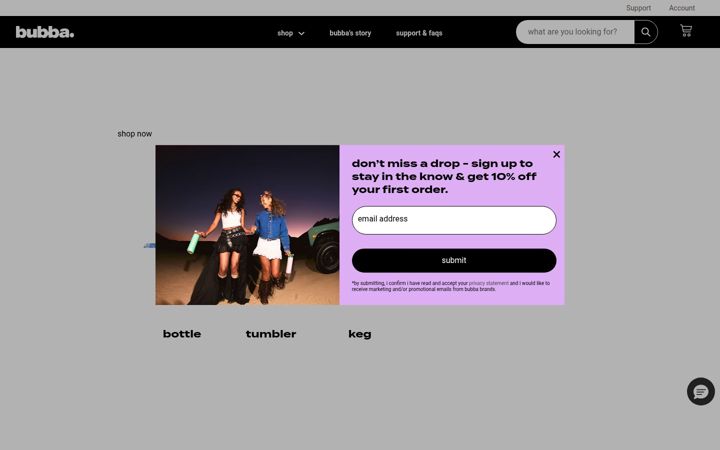 Screenshot of bubbabrands.com