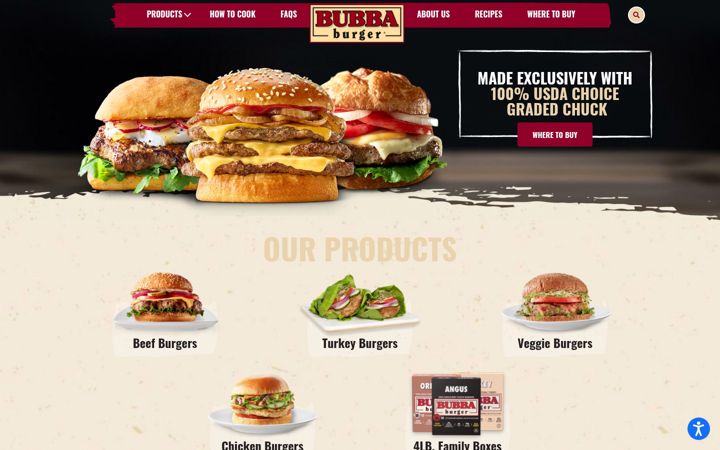 Screenshot of bubbafoods.com