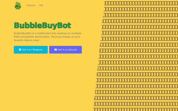 Screenshot of bubblebuybot.com
