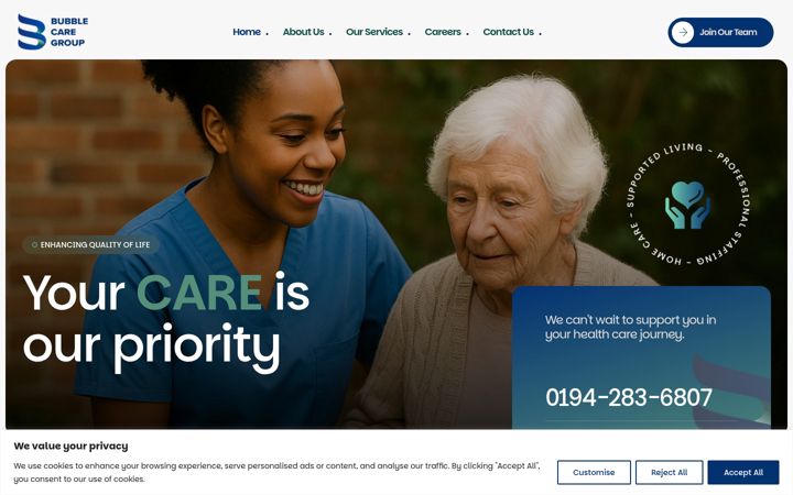 Screenshot of bubblecaregroup.com