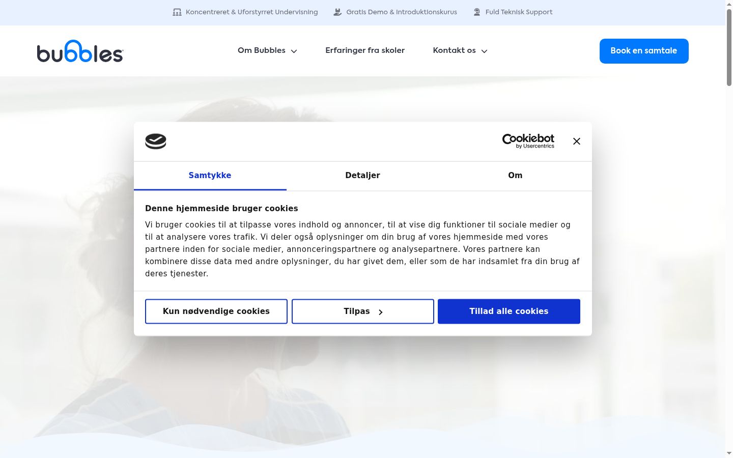 Capture d'écran de la bannière de consentement affichée avant toute interaction