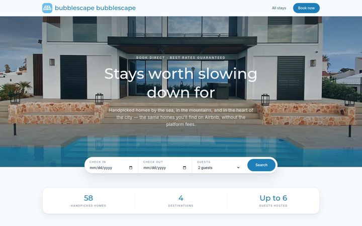Screenshot of bubblescapelb.com