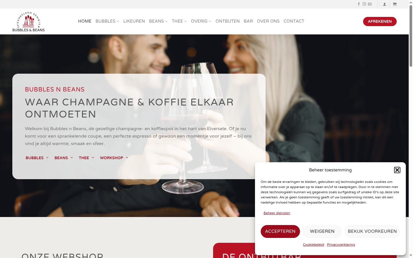 Screenshot van de toestemmingsbanner zoals getoond vóór enige interactie