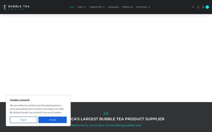 Screenshot of bubbleteaempire.co.za
