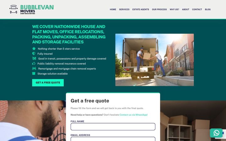 Screenshot of bubblevan.co.uk