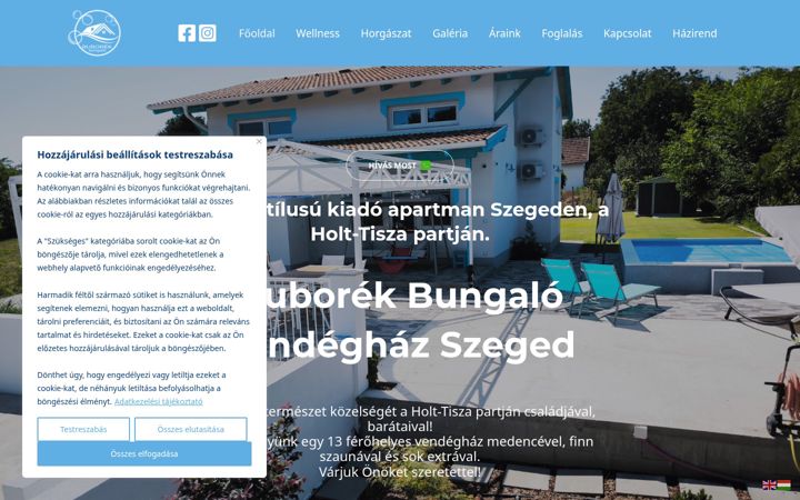Screenshot stránky buborekbungalo.hu