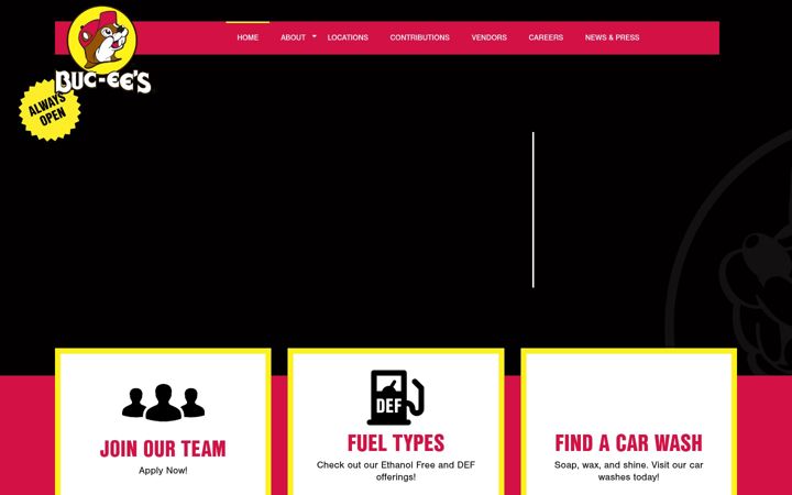 Screenshot of buc-ees.com