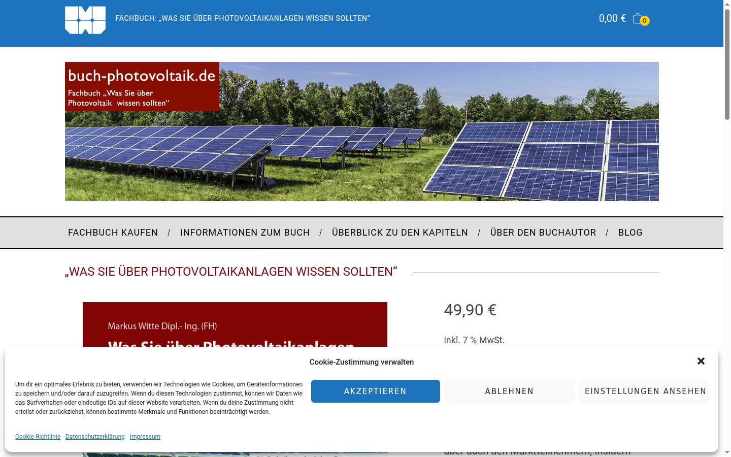 Screenshot des Einwilligungsbanners vor jeglicher Interaktion