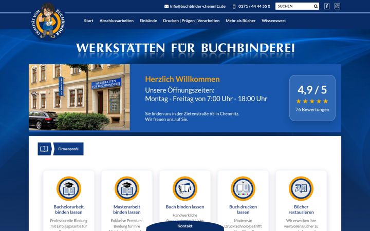 Kuvakaappaus sivustosta buchbinder-chemnitz.de