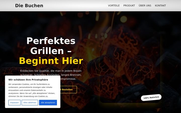 Screenshot of buchengrillholzkohle.com