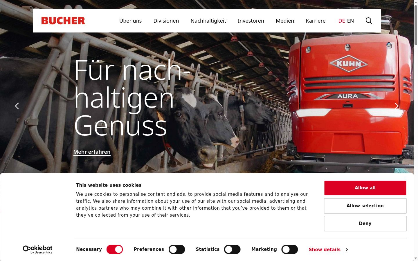 Screenshot des Einwilligungsbanners vor jeglicher Interaktion