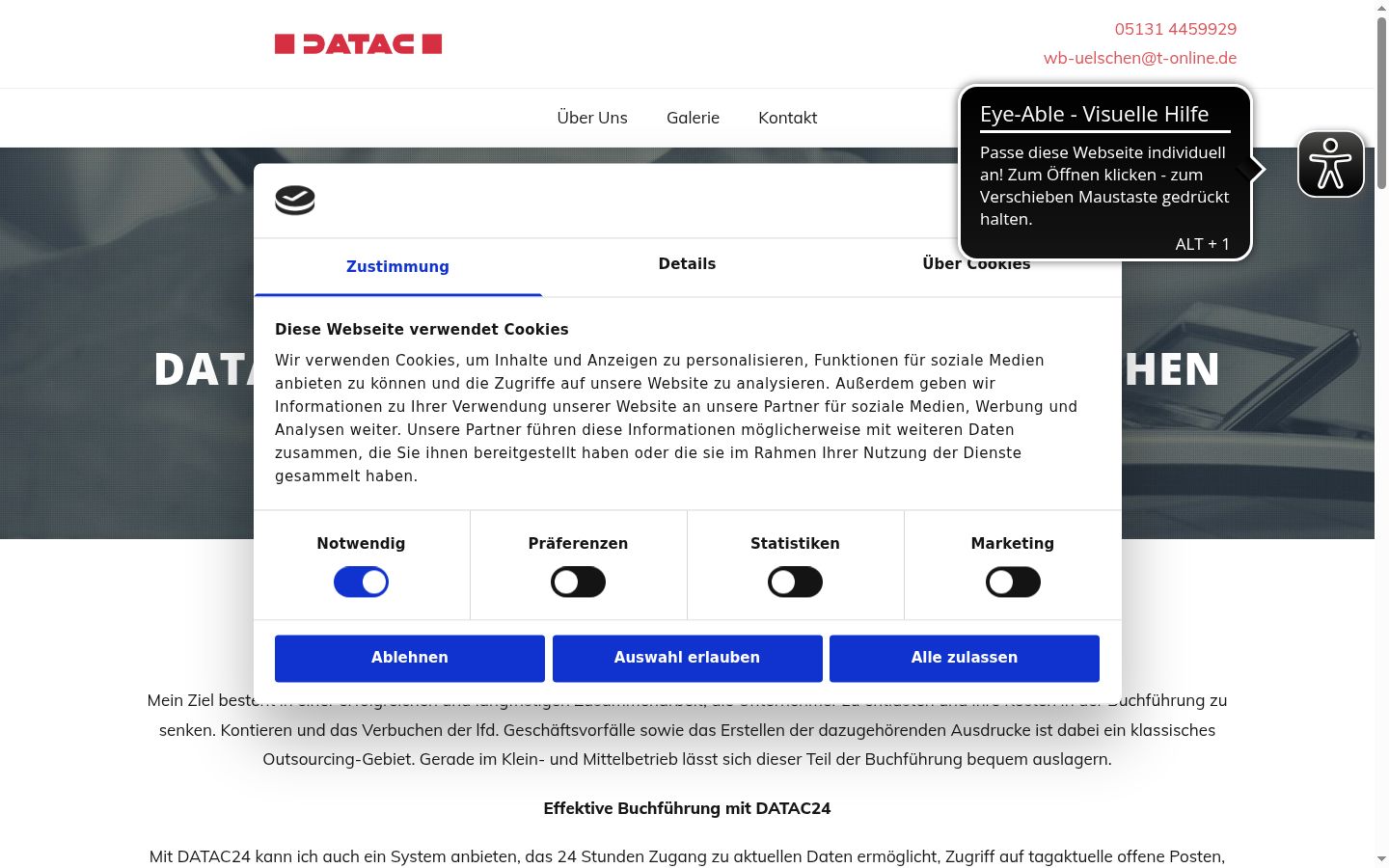 Screenshot del banner di consenso mostrato prima di qualsiasi interazione