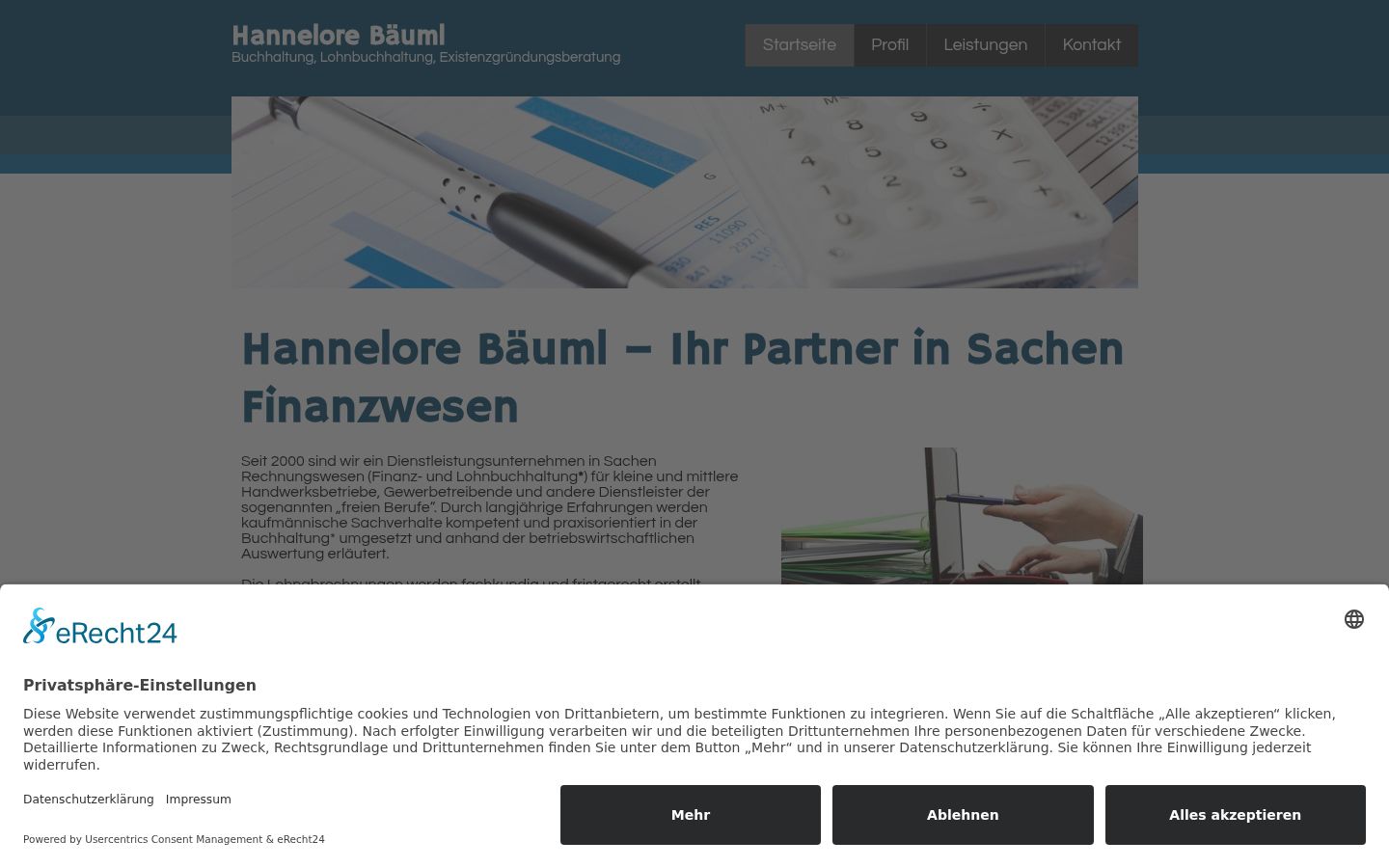 Screenshot des Einwilligungsbanners vor jeglicher Interaktion