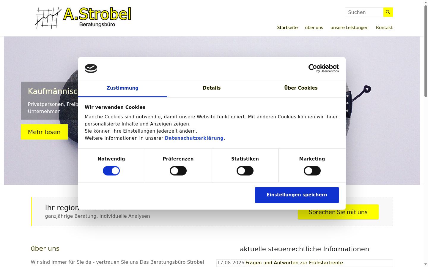 Screenshot of the consent banner shown before any interaction