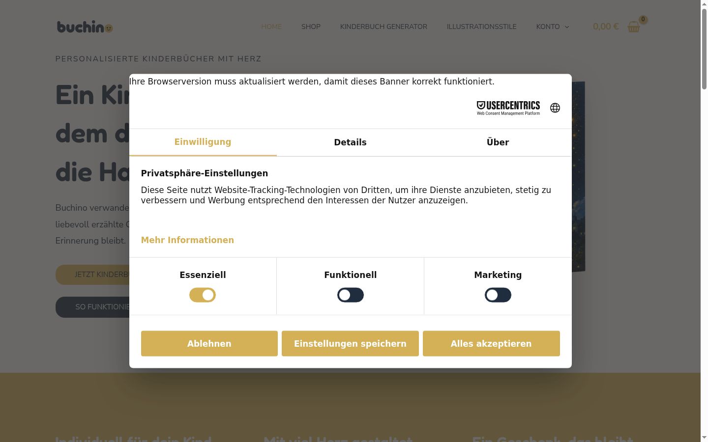 Capture d'écran de la bannière de consentement affichée avant toute interaction
