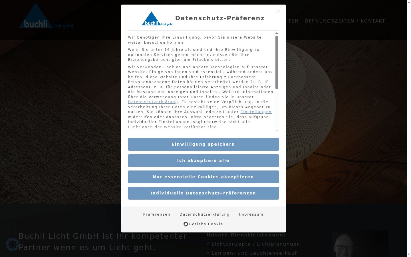 Screenshot del banner di consenso mostrato prima di qualsiasi interazione