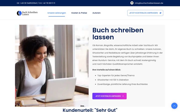 Ekraanipilt saidist buchschreibenlassen.de