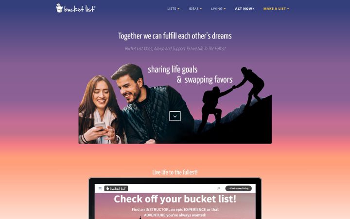 Екранна снимка на bucketlist.net