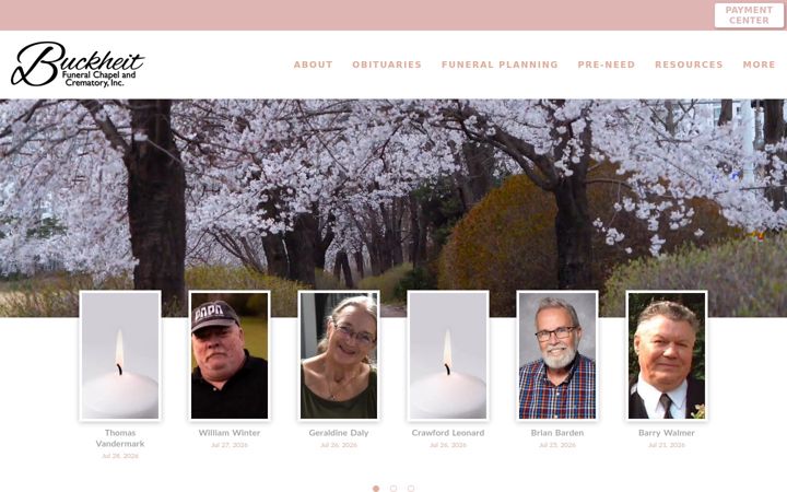 Screenshot of buckheitfcandcrematory.com