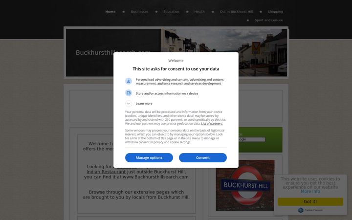 Screenshot of buckhursthillsearch.com