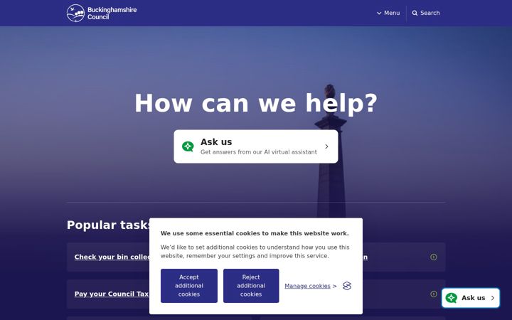 Screenshot of buckinghamshire.gov.uk