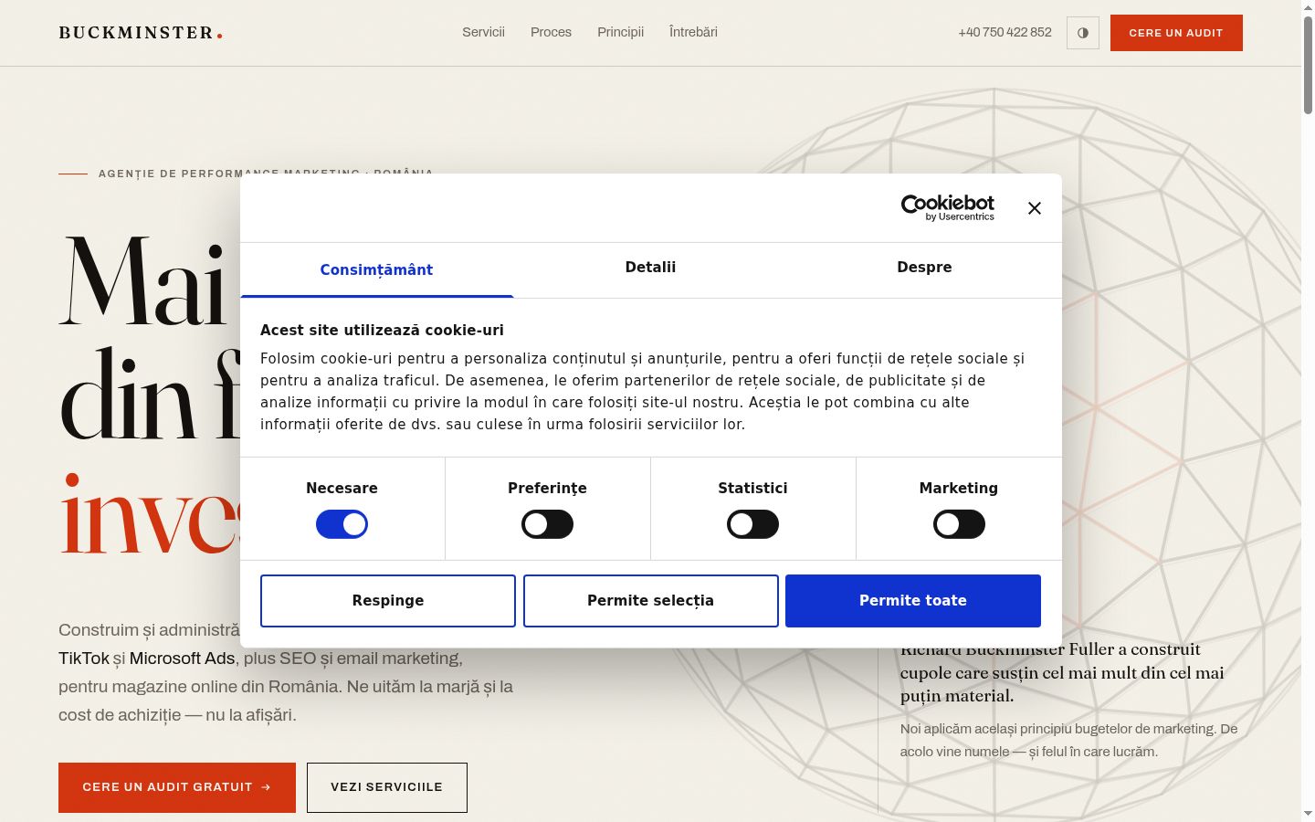 Screenshot of the consent banner shown before any interaction