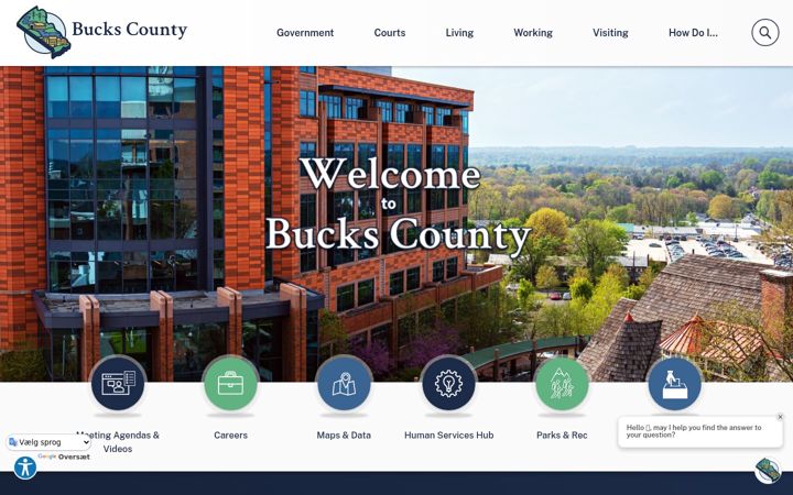 Screenshot of buckscounty.gov