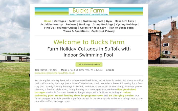 Screenshot of bucksfarm-holidays.co.uk